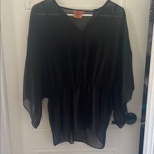 Tory Burch Black Tunic Oversized 3/4 Kimono Sleeve Blouse